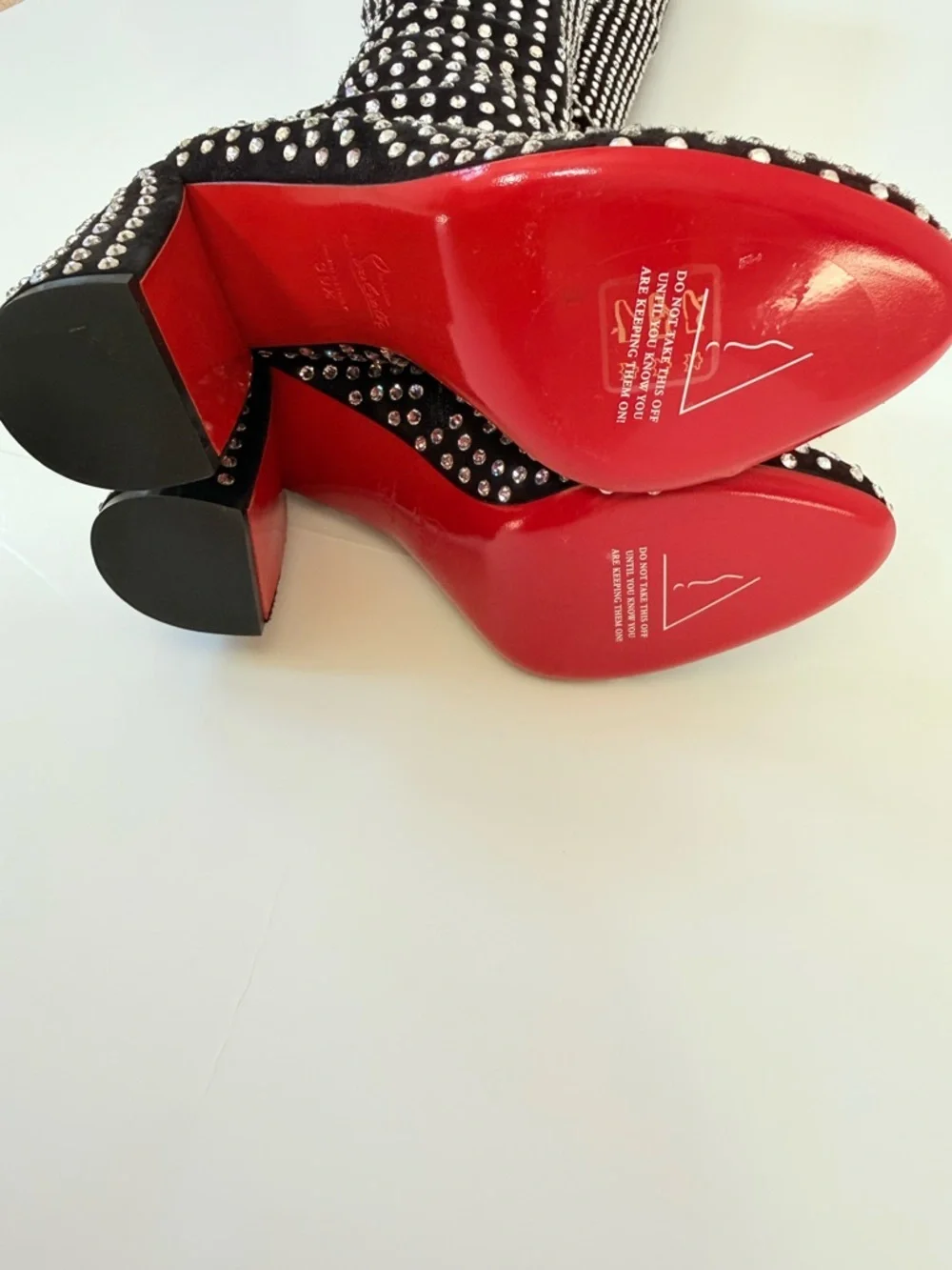 Christian Louboutin 2024 Jane Botta Alta Strass Crystal OTK Tall Boots EU 39.5